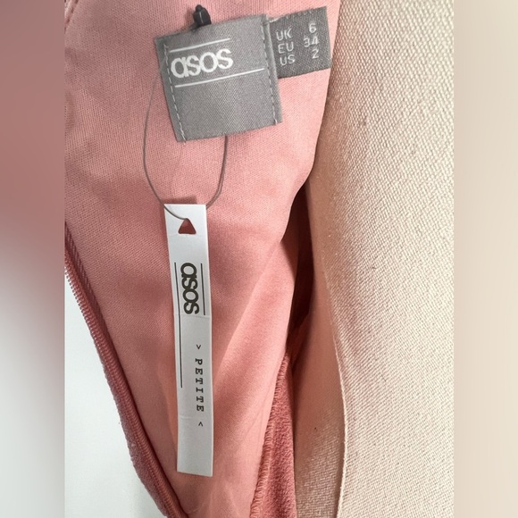ASOS NWT Pink Puff Sleeve Fitted Midi Dress Size 2 - Picture 7 of 11